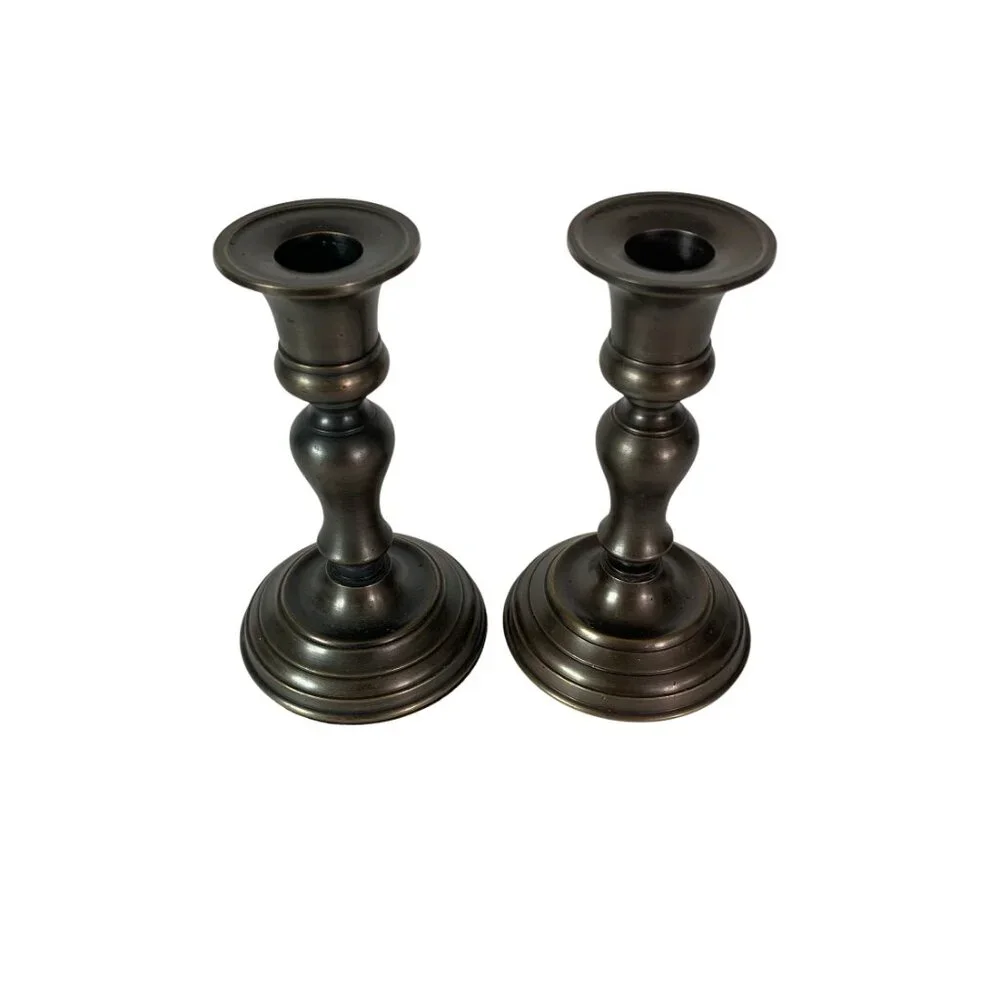RESTORATION HARDWARE Oil Rubbed Bronze Metal Candlesticks